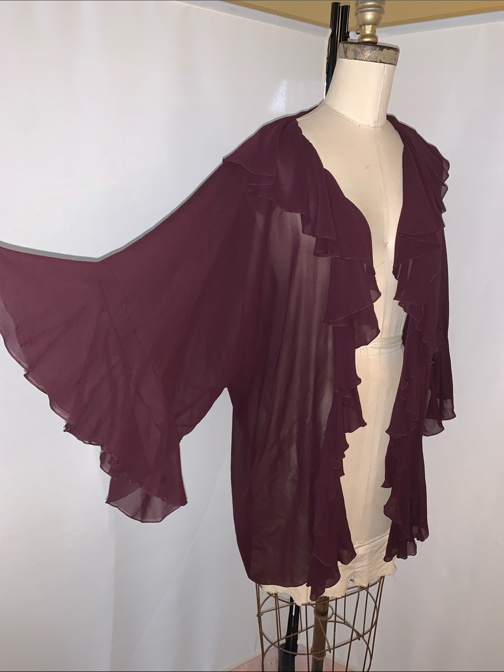 Custom made chiffon bohemian Kimono blouse jacket  Plum O/S